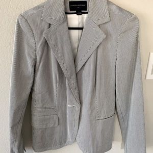 Navy and white stripe blazer